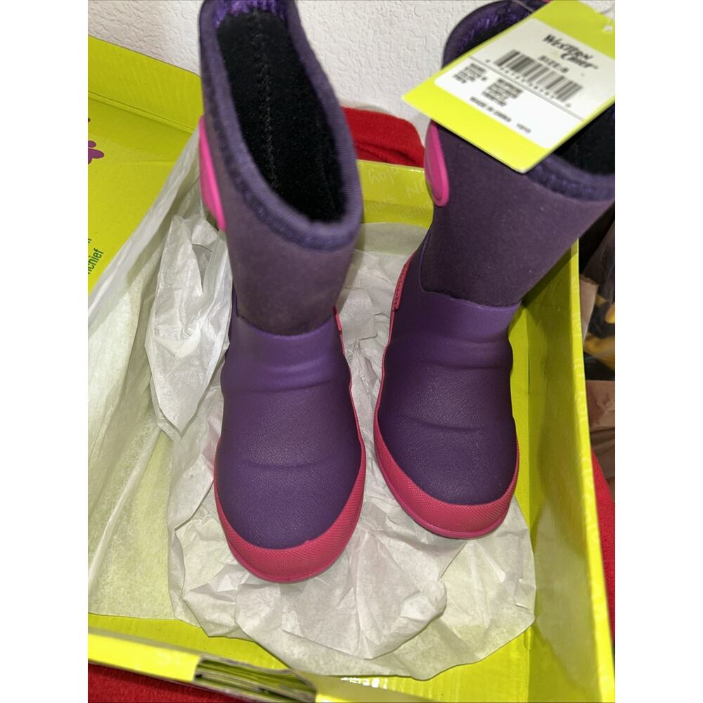 Western Chief Kids Size 8 Boots Rubber / Material Purple Neoprene New